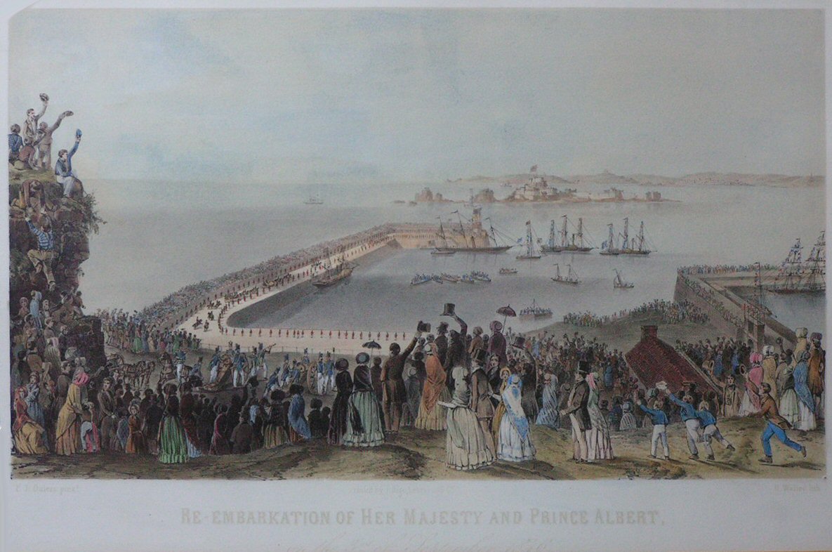 Lithograph - Re-embarkation of Her Majesty and Prince Albert on the 3rd of September 1846. - Walter
